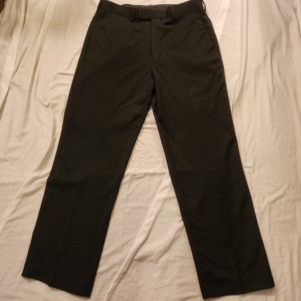 Perry Ellis Classic Black Pinstripe Trousers Men's 32W 30L EUC